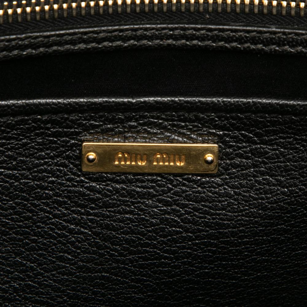 Miu Miu B Miu Miu Brown Beige with Black Goatskin Leather Bicolor Madras Satchel Italy
