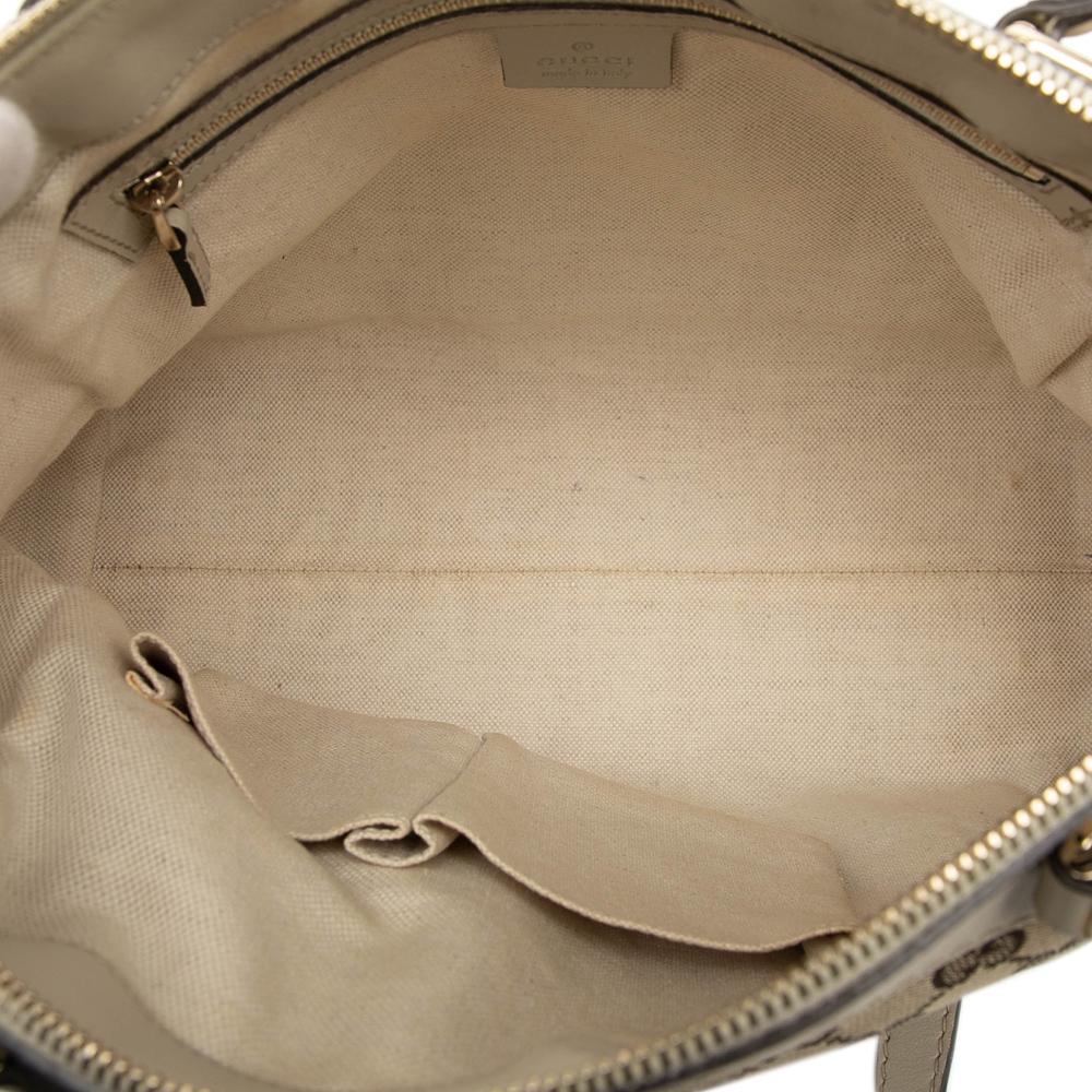 Gucci B Gucci Brown Beige with White Canvas Fabric GG Web Mayfair Satchel Italy