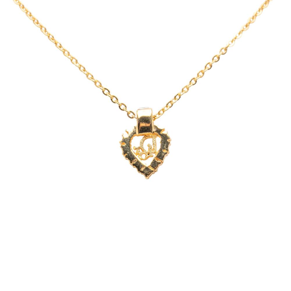 Christian Dior B Dior Gold Gold Plated Metal Rhinestone Logo Heart Pendant Necklace Germany