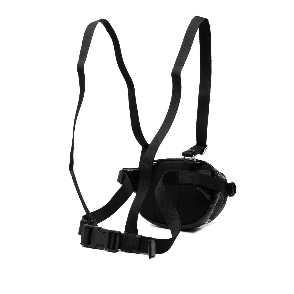 Burberry AB Burberry Black Coated Canvas Fabric Horseferry Printed Cannon Utility Belt Bag Italy