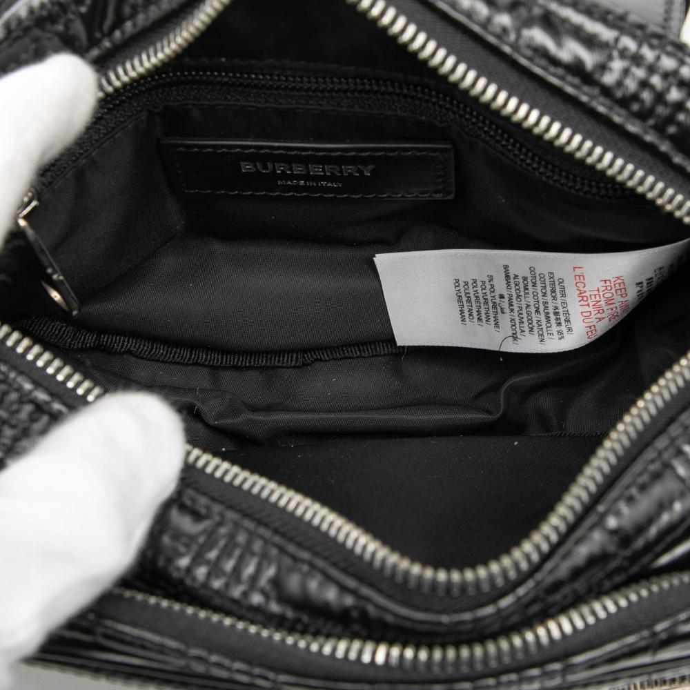 Burberry AB Burberry Black Coated Canvas Fabric Horseferry Printed Cannon Utility Belt Bag Italy