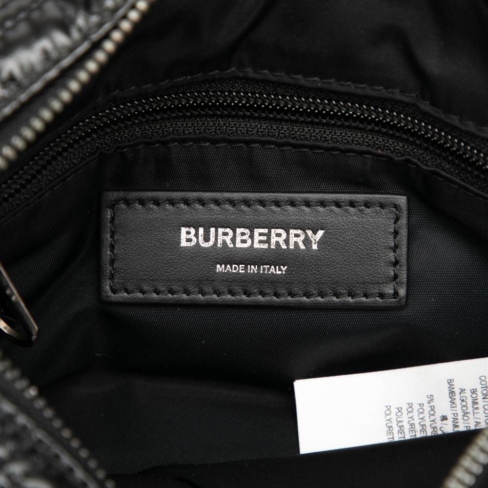 Burberry AB Burberry Black Coated Canvas Fabric Horseferry Printed Cannon Utility Belt Bag Italy