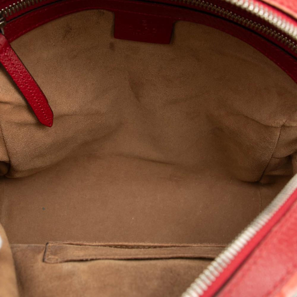 Gucci B Gucci Brown Beige with Red Coated Canvas Fabric Small GG Supreme Web Tian Backpack Italy