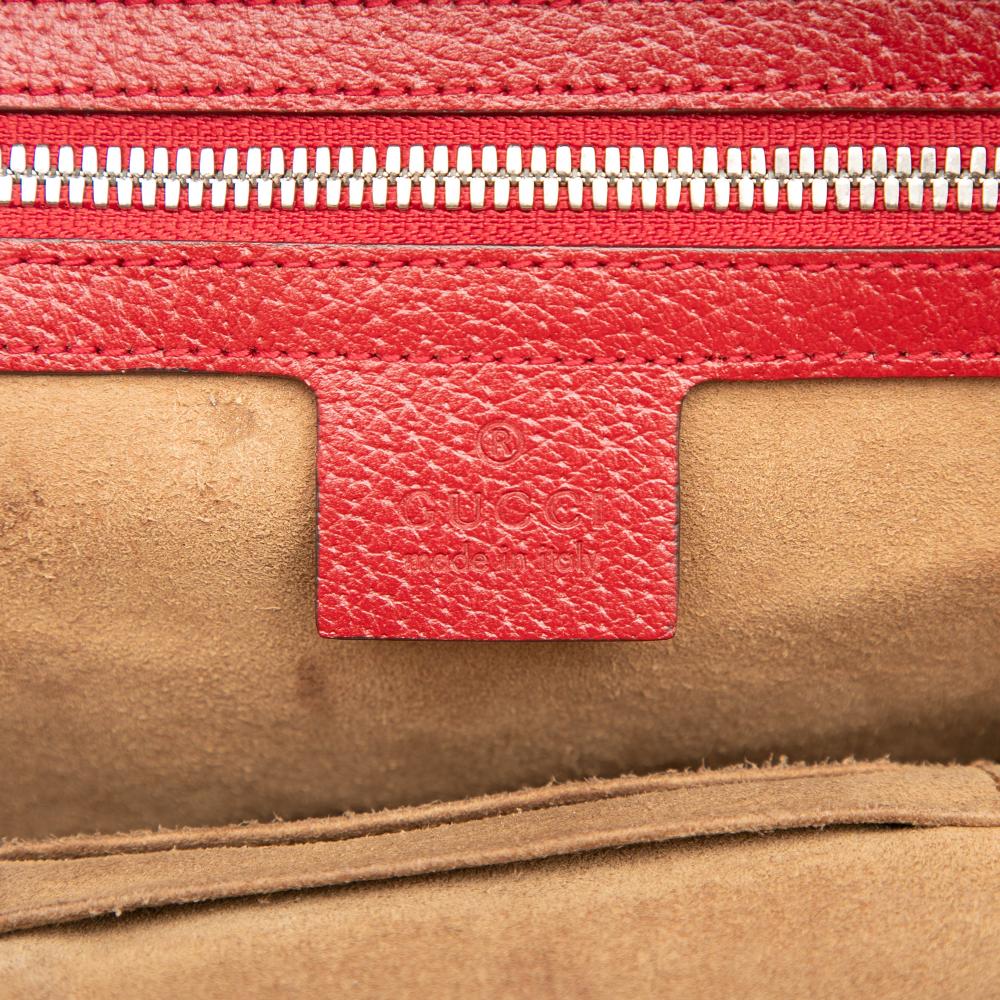 Gucci B Gucci Brown Beige with Red Coated Canvas Fabric Small GG Supreme Web Tian Backpack Italy