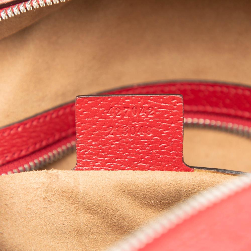 Gucci B Gucci Brown Beige with Red Coated Canvas Fabric Small GG Supreme Web Tian Backpack Italy