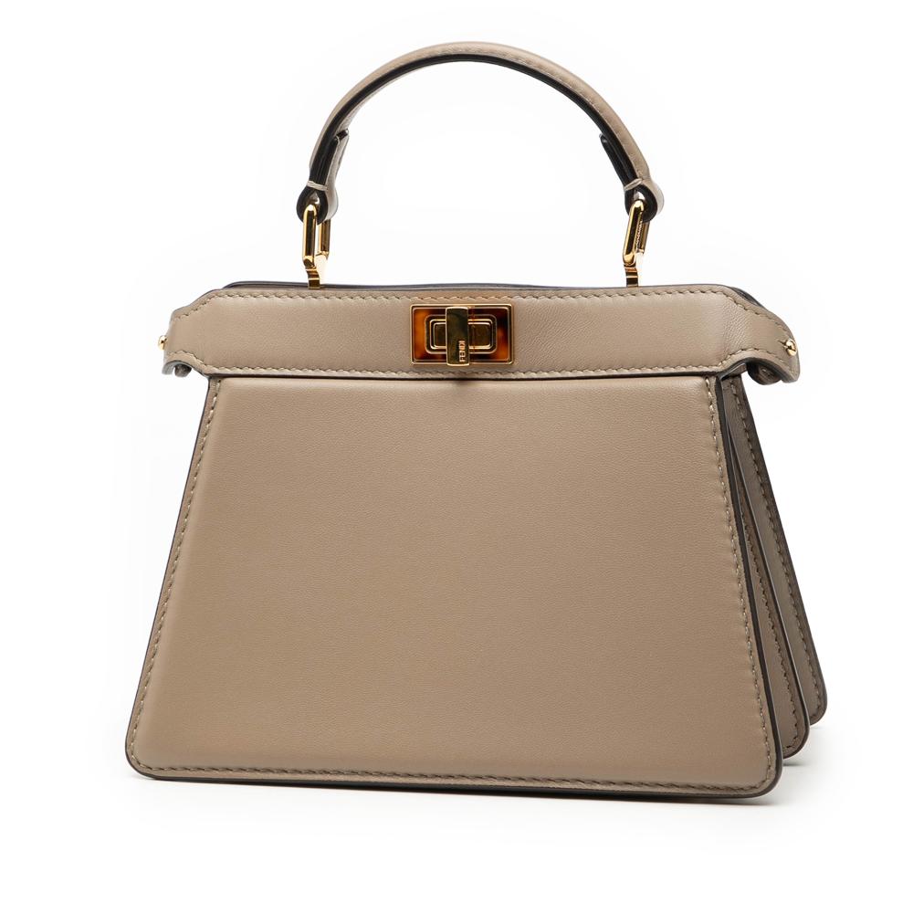 Fendi AB Fendi Brown Beige Calf Leather Petite Peekaboo ISeeU Satchel Italy