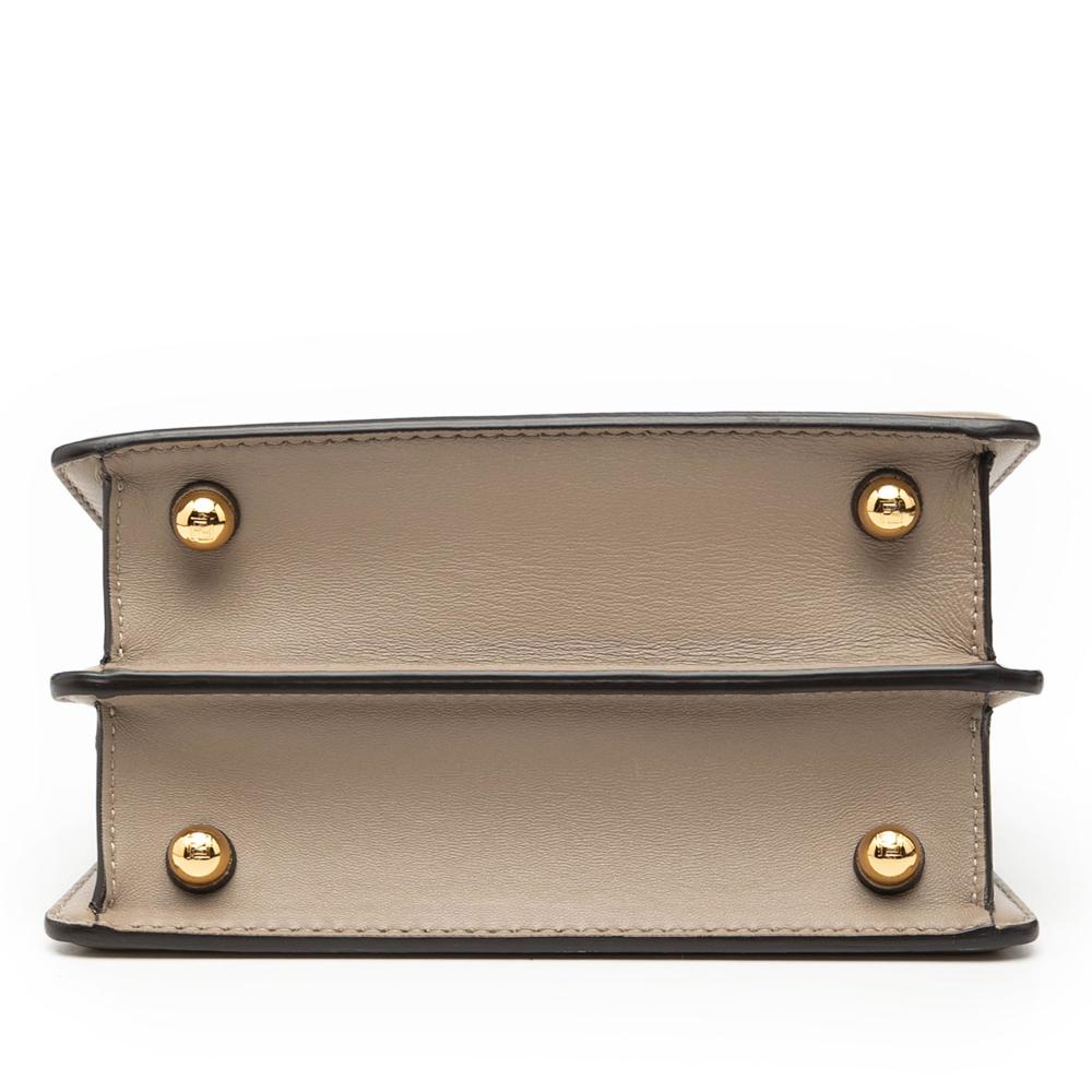 Fendi AB Fendi Brown Beige Calf Leather Petite Peekaboo ISeeU Satchel Italy