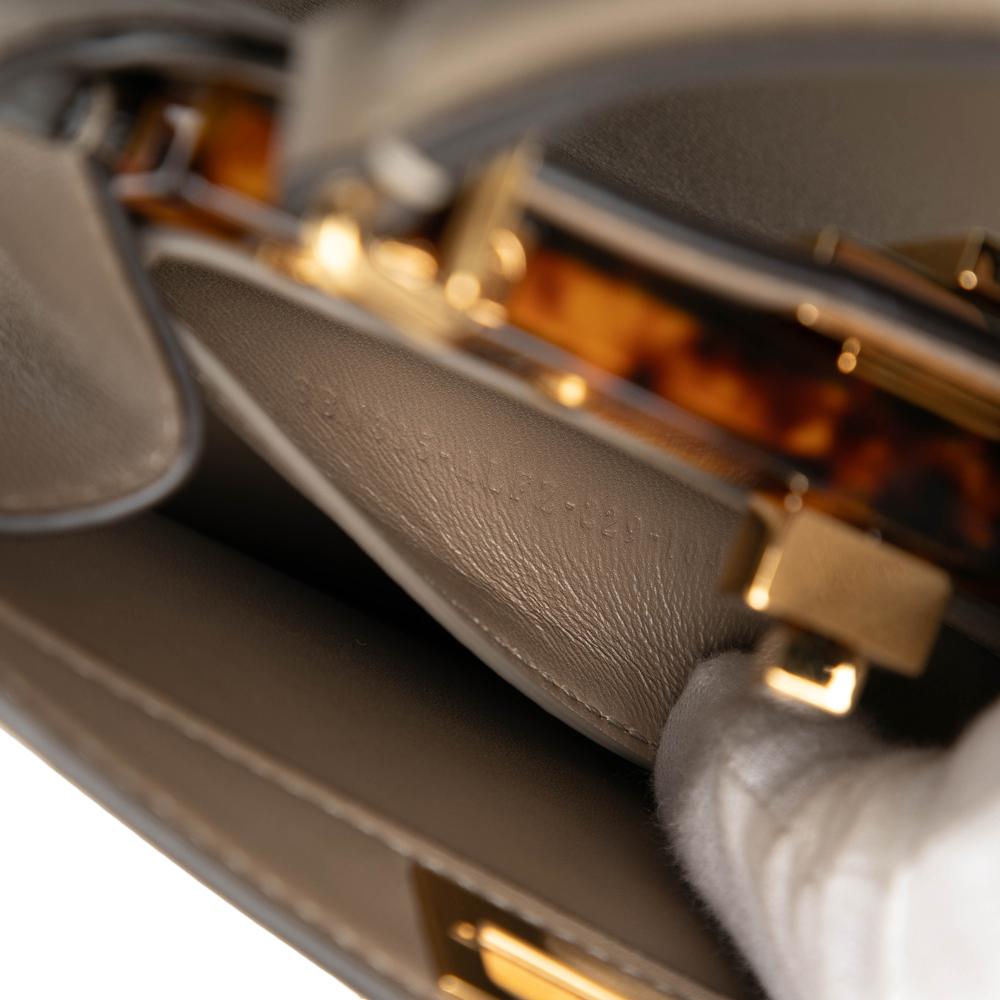 Fendi AB Fendi Brown Beige Calf Leather Petite Peekaboo ISeeU Satchel Italy