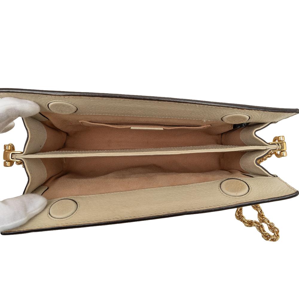 Gucci B Gucci White Calf Leather Small skin Ophidia Chain Crossbody Italy