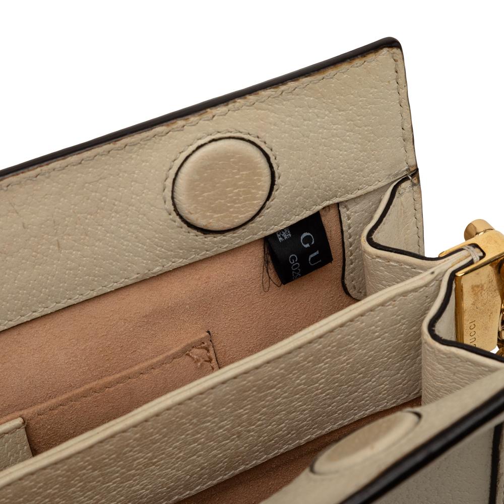 Gucci B Gucci White Calf Leather Small skin Ophidia Chain Crossbody Italy