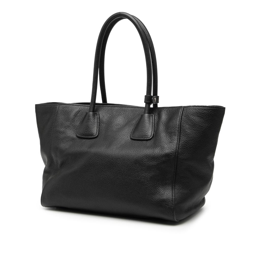 Prada B Prada Black Calf Leather Vitello Daino Shopping Tote India