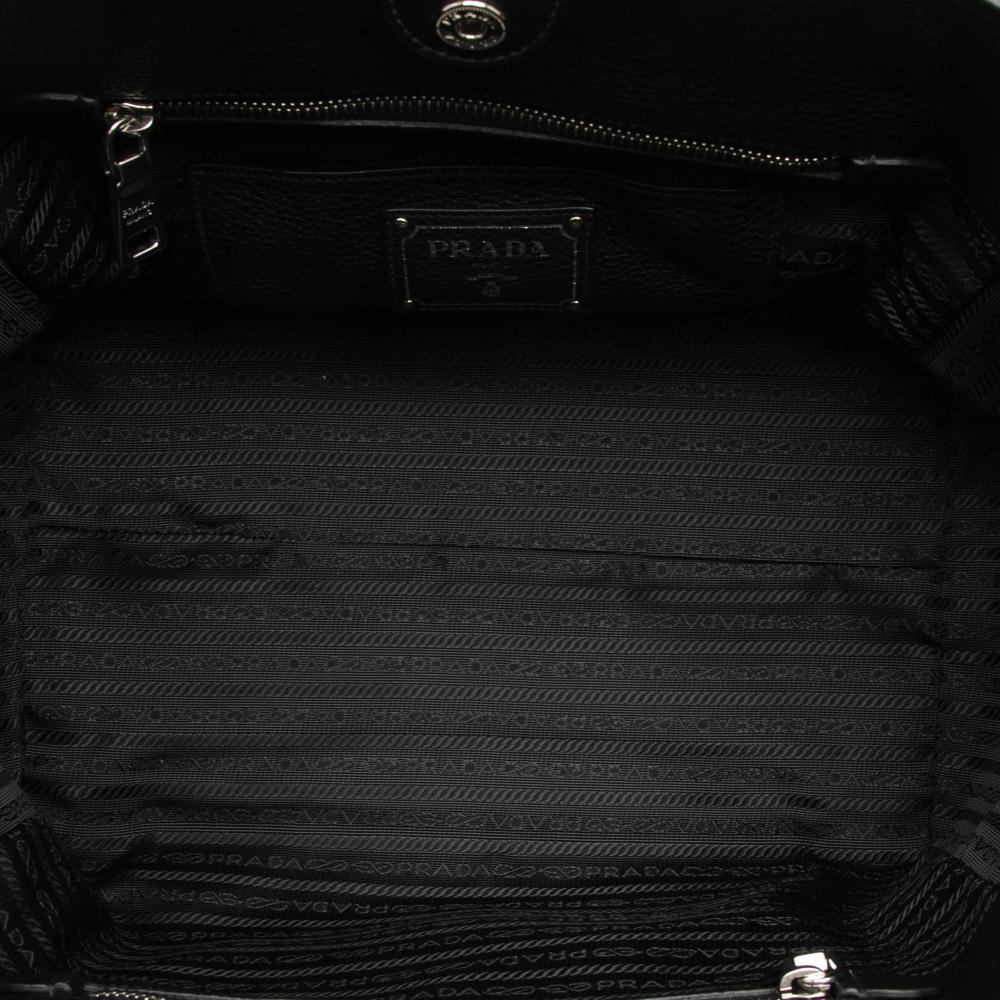 Prada B Prada Black Calf Leather Vitello Daino Shopping Tote India