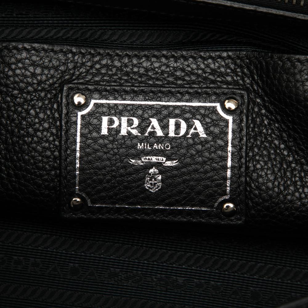Prada B Prada Black Calf Leather Vitello Daino Shopping Tote India