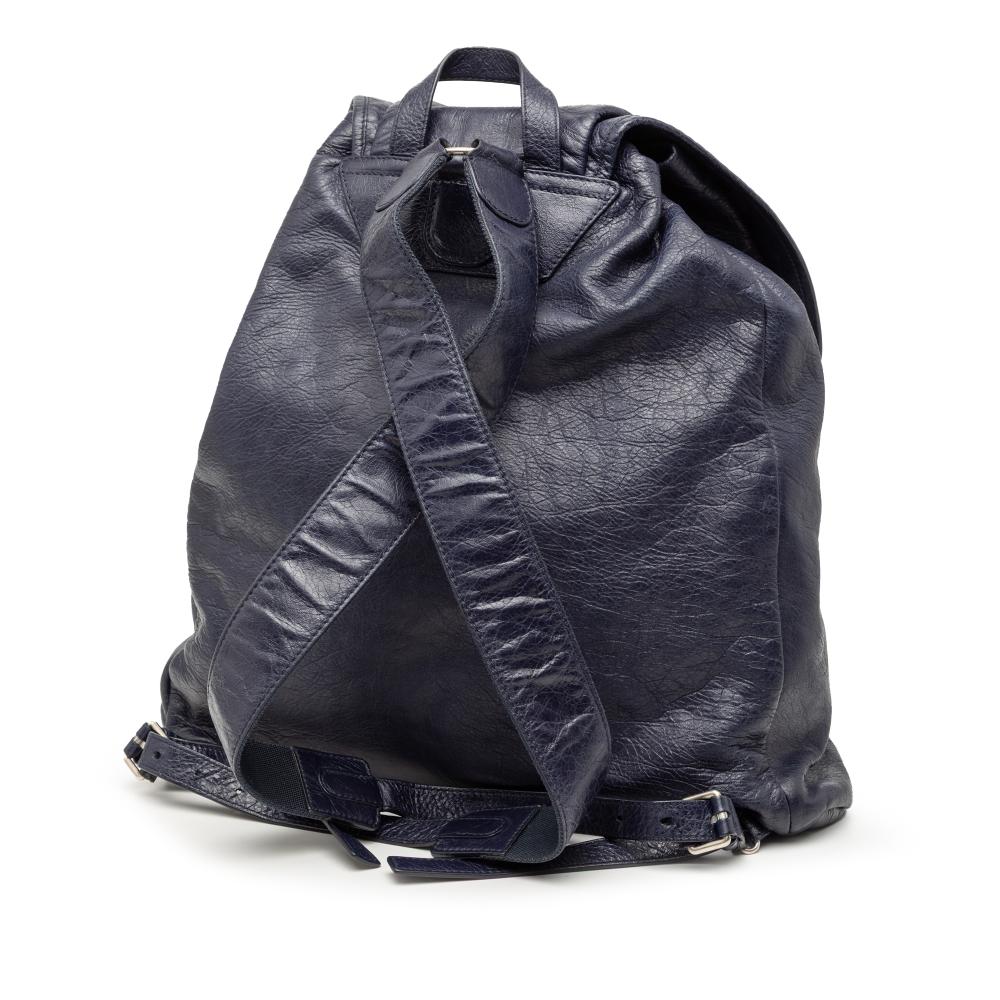 Balenciaga B Balenciaga Blue Navy Lambskin Leather Leather Lambskin Motocross Classic Traveler Backpack Italy
