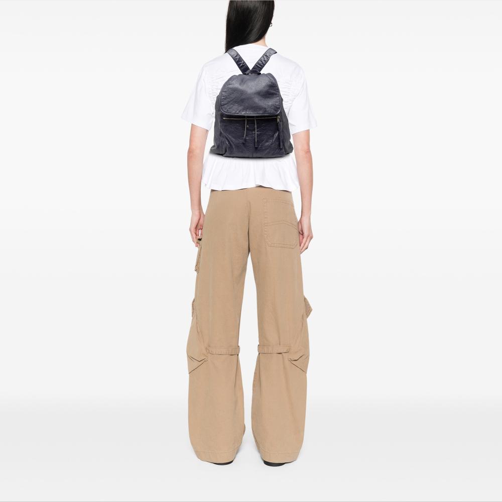 Balenciaga B Balenciaga Blue Navy Lambskin Leather Leather Lambskin Motocross Classic Traveler Backpack Italy