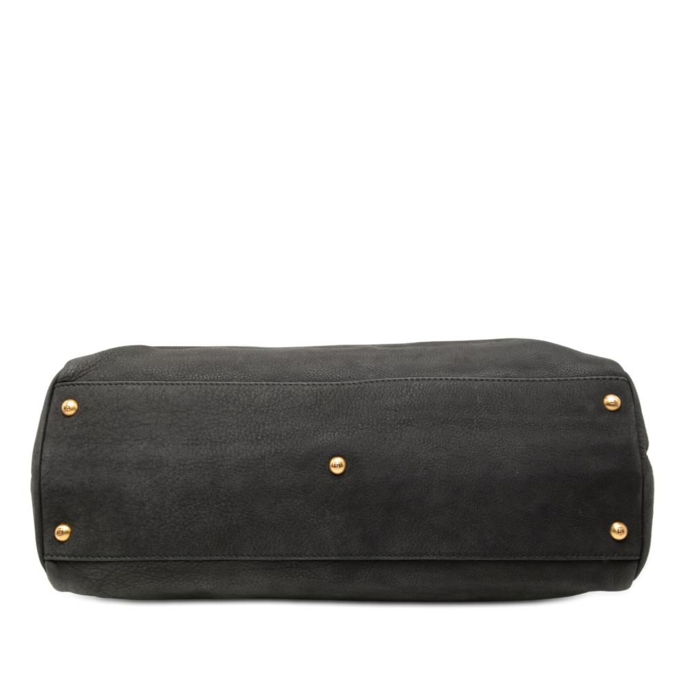 Fendi B Fendi Brown Dark Brown Nubuck Leather Leather Large Nubuck Peekaboo Iconic Satchel Italy