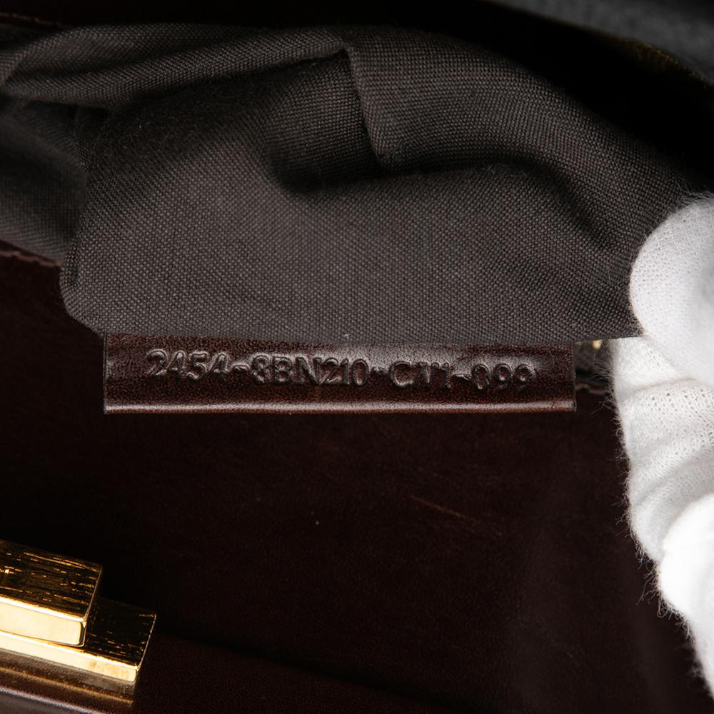 Fendi B Fendi Brown Dark Brown Nubuck Leather Leather Large Nubuck Peekaboo Iconic Satchel Italy