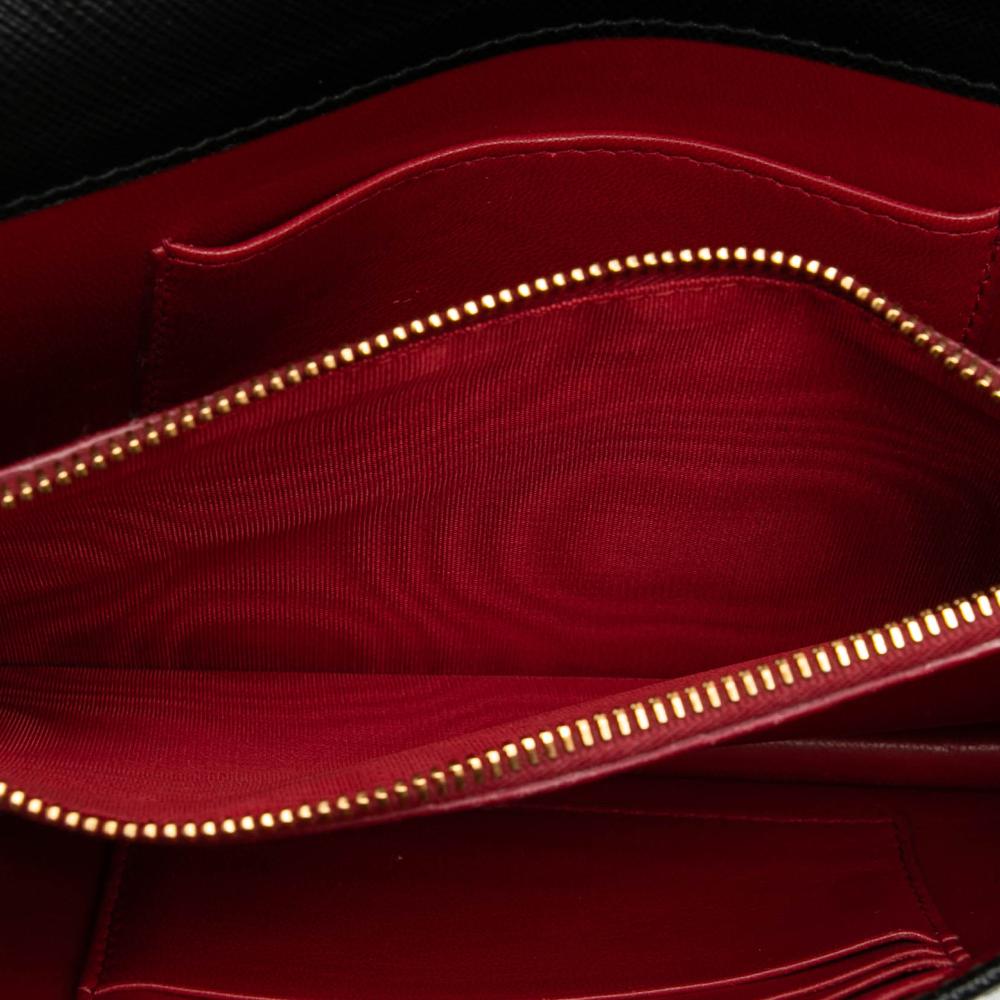 Prada B Prada Black Saffiano Leather Lux Monochrome Wallet on Chain Italy