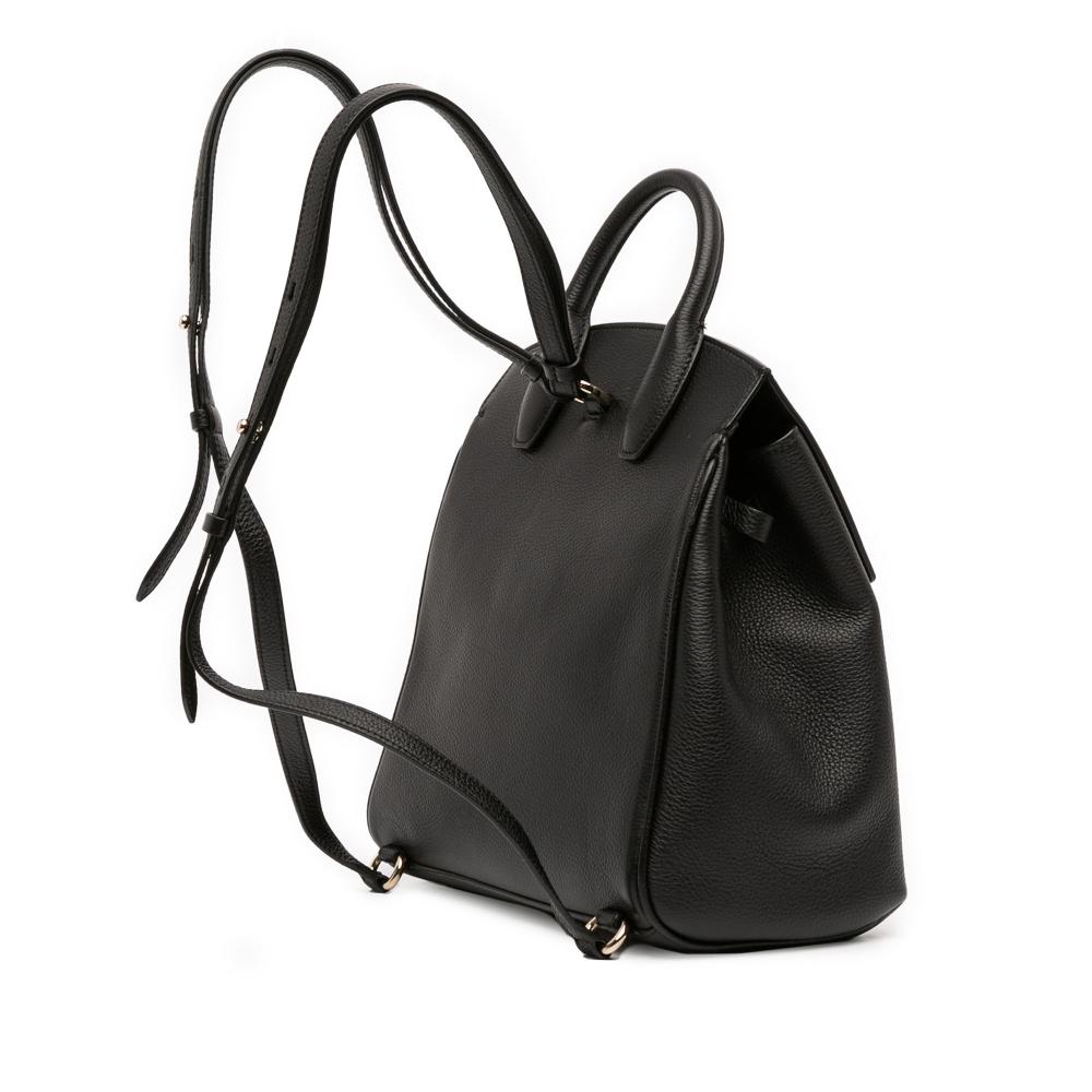 Ferragamo AB Ferragamo Black Calf Leather Studio Backpack Italy