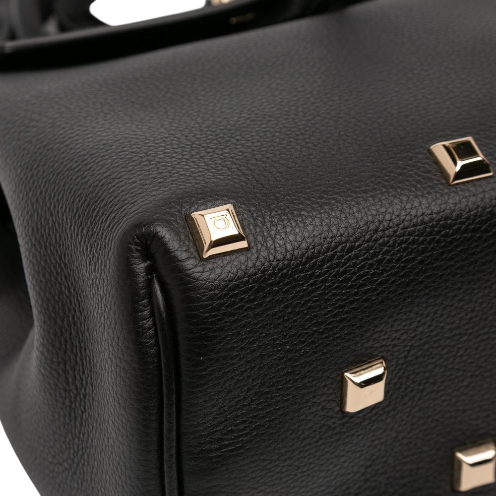 Ferragamo AB Ferragamo Black Calf Leather Studio Backpack Italy