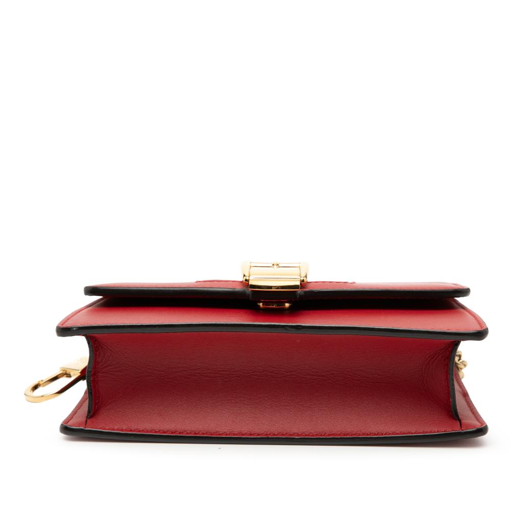 Gucci AB Gucci Red Calf Leather Super Mini Sylvie Chain Crossbody Italy