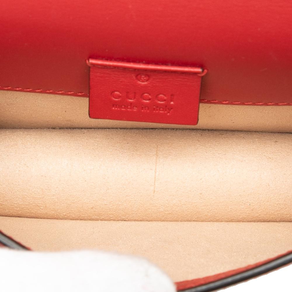 Gucci AB Gucci Red Calf Leather Super Mini Sylvie Chain Crossbody Italy