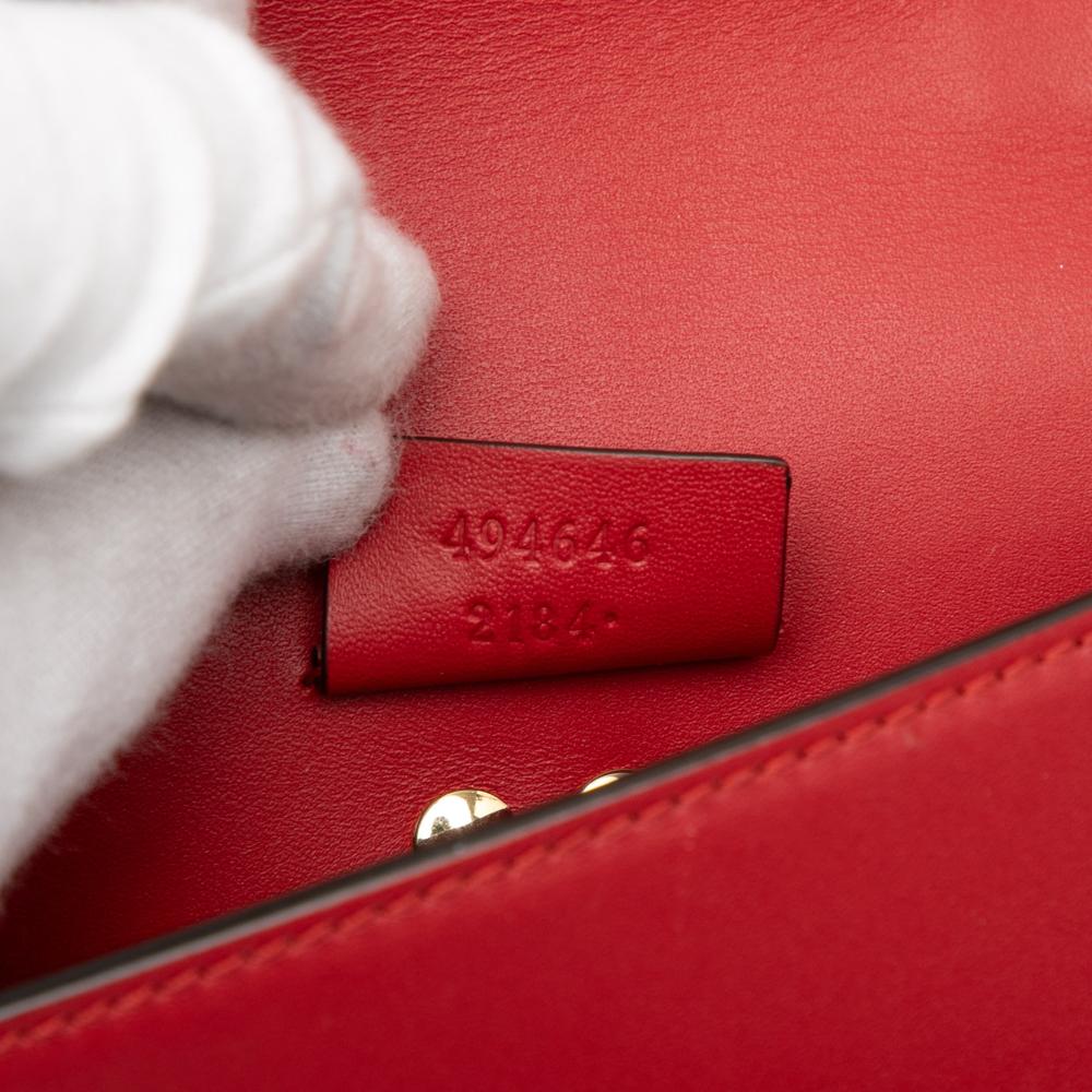 Gucci AB Gucci Red Calf Leather Super Mini Sylvie Chain Crossbody Italy