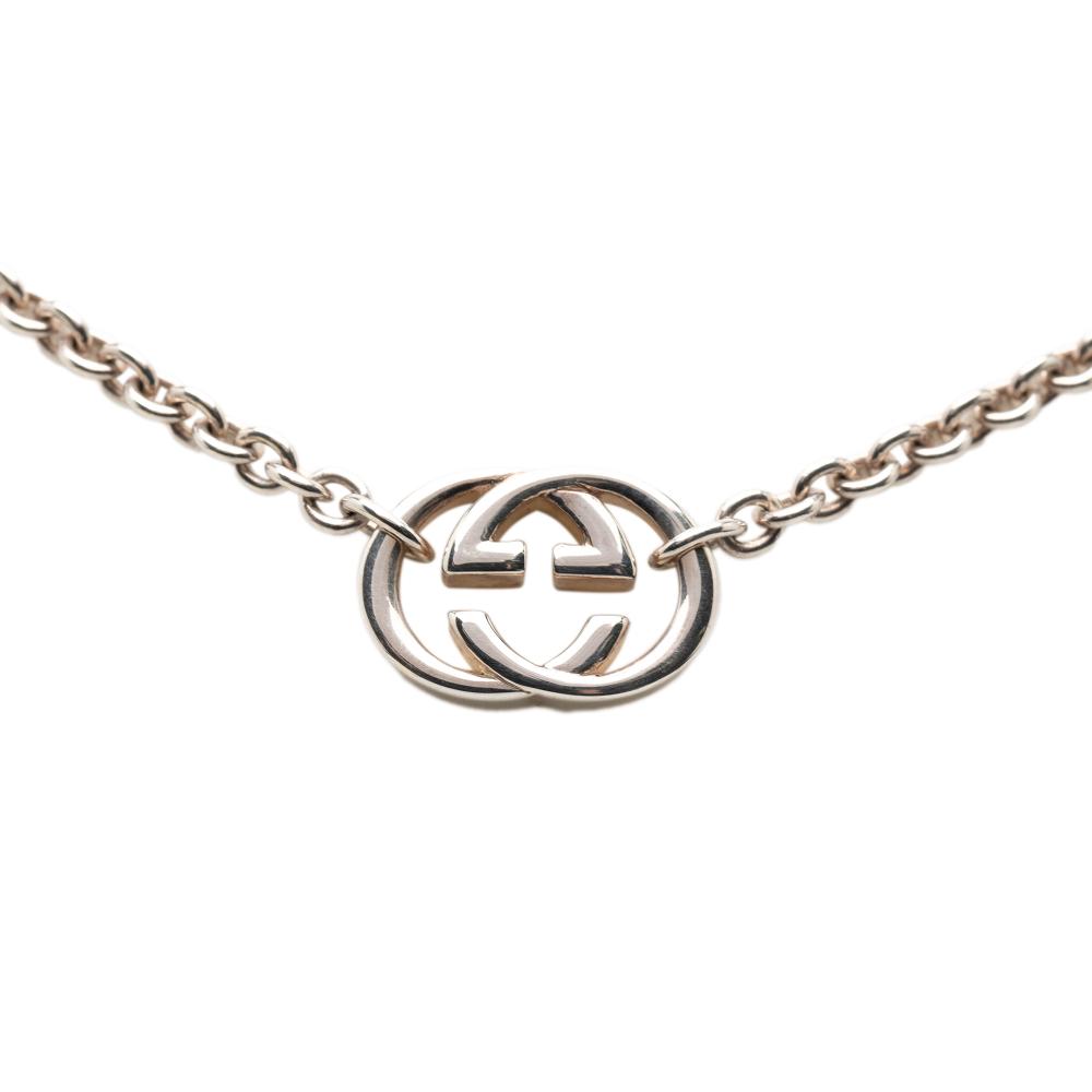 Gucci AB Gucci Silver SV925 / Sterling Silver Metal Sterling Silver Interlocking G Necklace Italy
