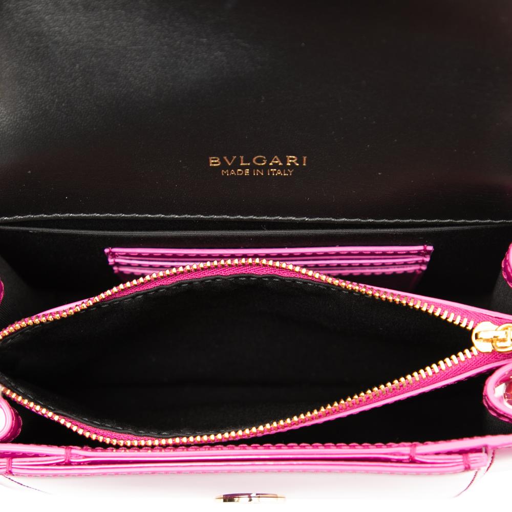 Bvlgari B Bvlgari Pink Hot Pink Patent Leather Leather Patent Serpenti Forever Crossbody Italy