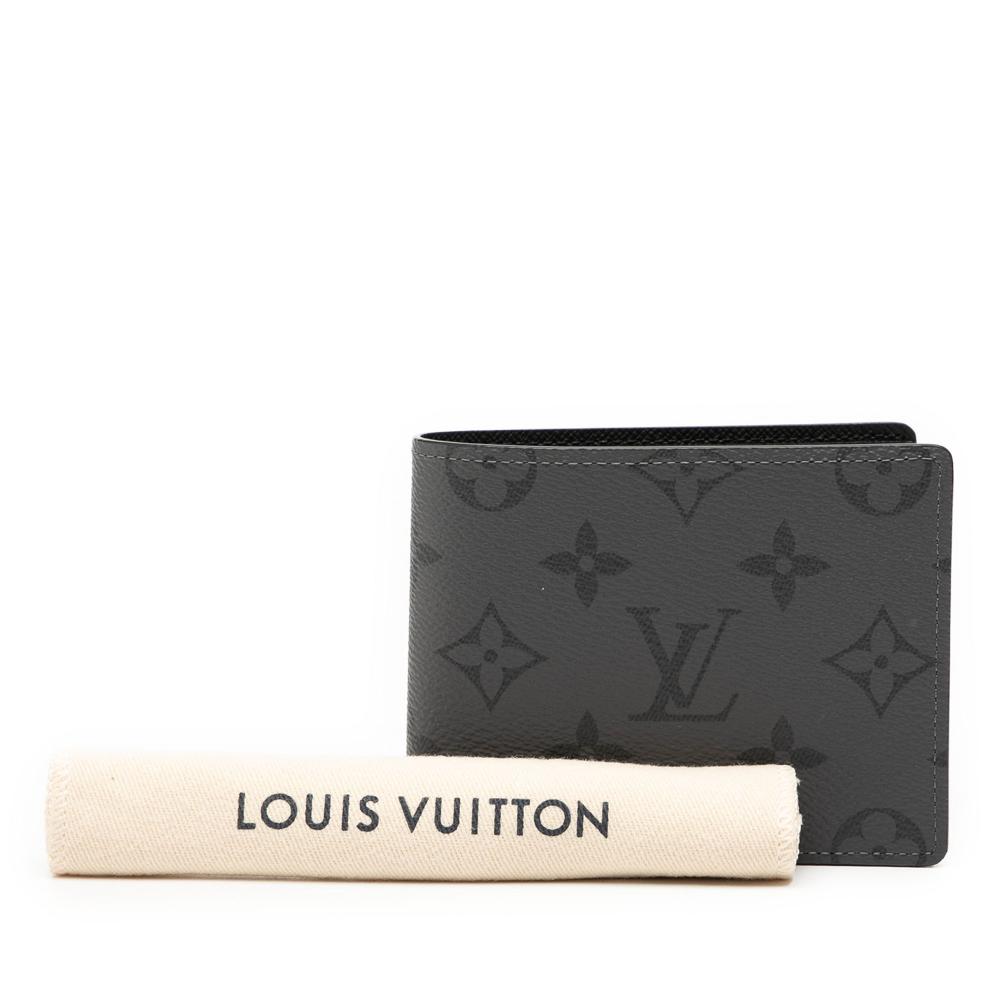 Louis Vuitton A Louis Vuitton Gray Monogram Canvas Fabric Monogram Eclipse Reverse Slender Wallet France