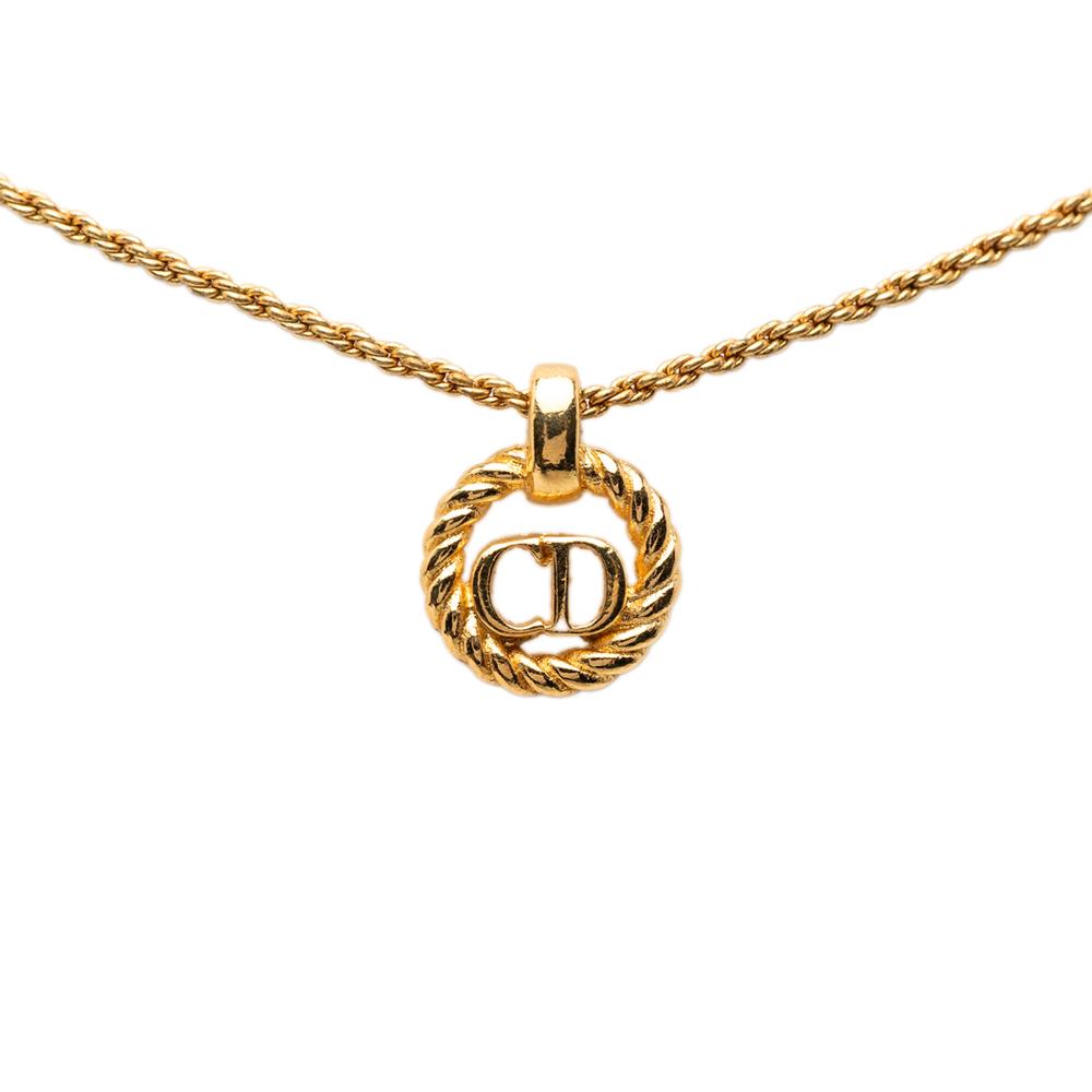 Christian Dior B Dior Gold Gold Plated Metal CD Logo Pendant Rope Chain Necklace Germany