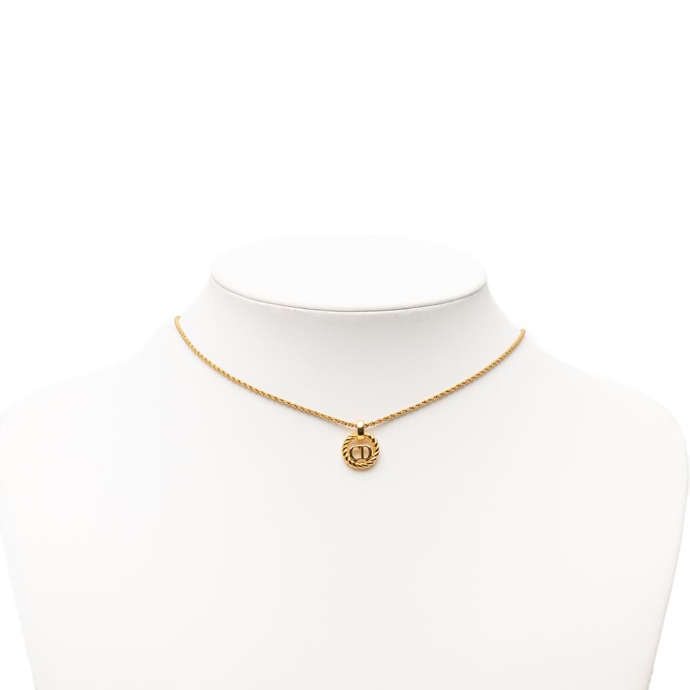 Christian Dior B Dior Gold Gold Plated Metal CD Logo Pendant Rope Chain Necklace Germany