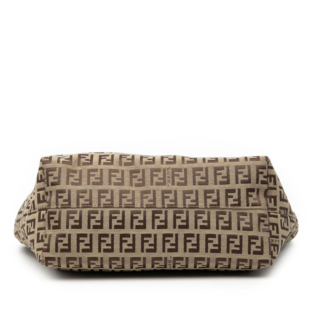 Fendi B Fendi Brown Beige Canvas Fabric Zucchino Tote Italy