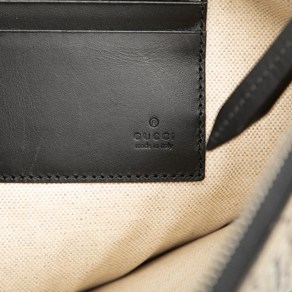 Gucci B Gucci Brown Coated Canvas Fabric GG Supreme Tiger Clutch Italy