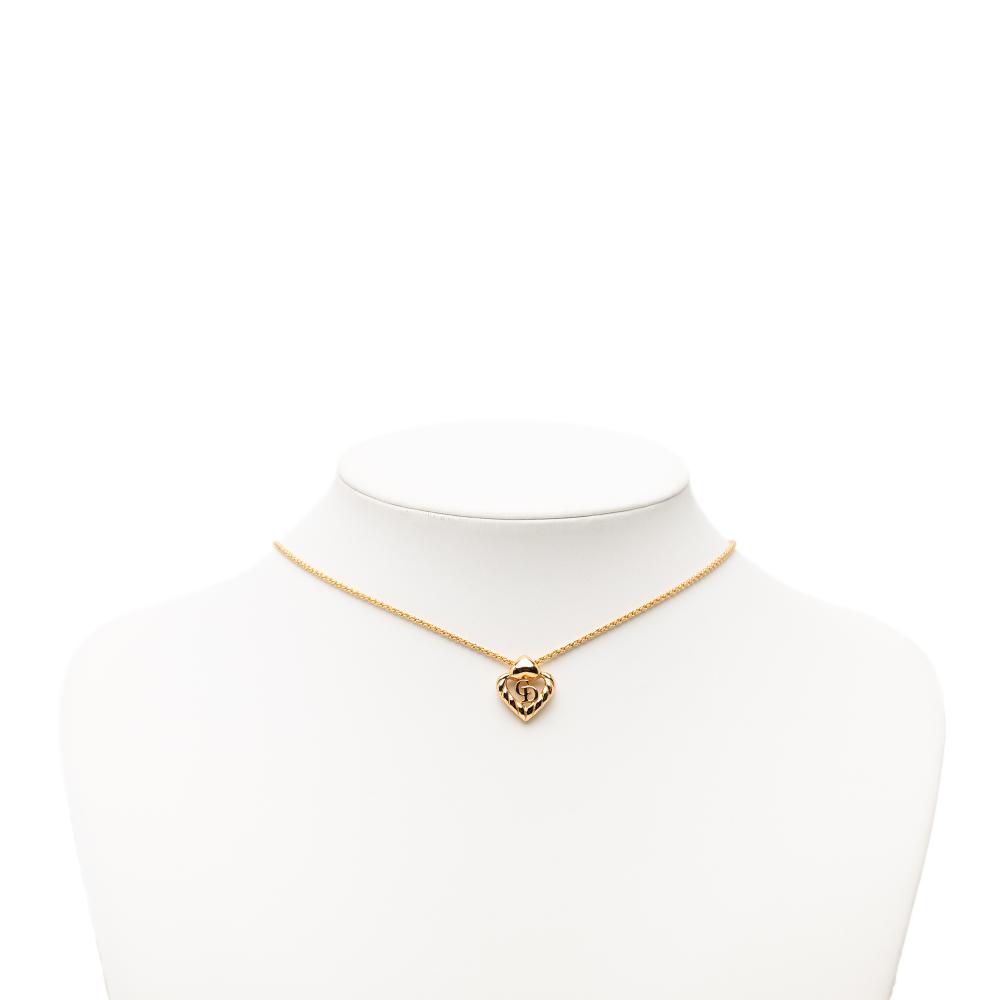 Christian Dior AB Dior Gold Gold Plated Metal CD Logo Heart Necklace Germany