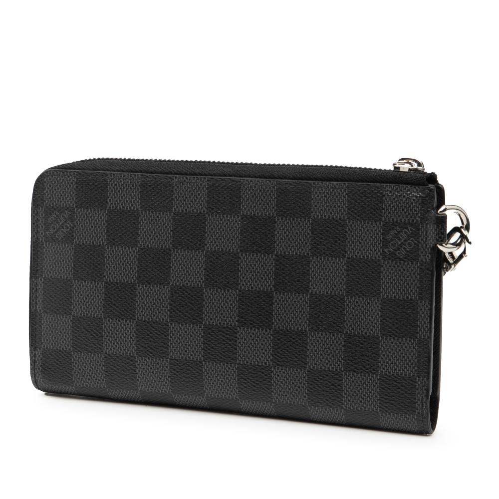 Louis Vuitton B Louis Vuitton Black Damier Canvas Fabric Damier Graphite Dragonne Zippy Long Wallet Spain