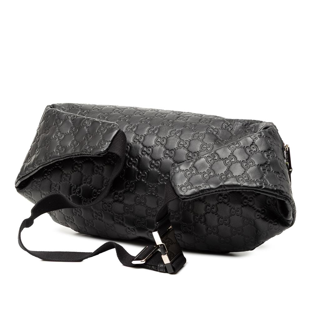 Gucci AB Gucci Black Calf Leather Guccissima Web Belt Bag Italy