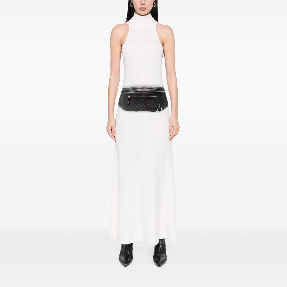 Gucci AB Gucci Black Calf Leather Guccissima Web Belt Bag Italy