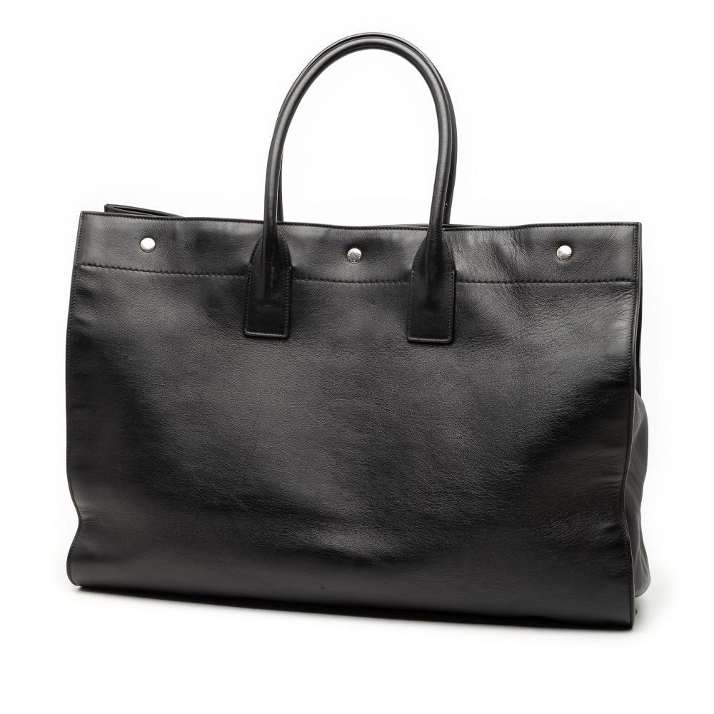 Saint Laurent B Saint Laurent Black Calf Leather Large Smooth skin Rive Gauche Tote Italy