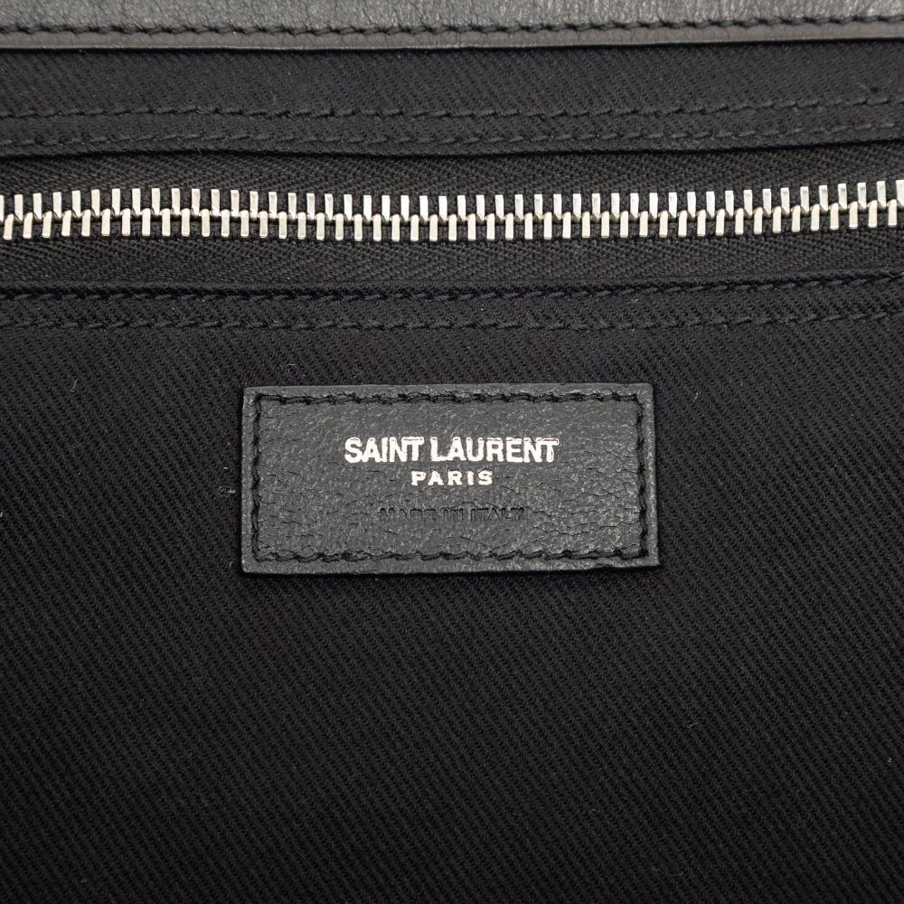 Saint Laurent B Saint Laurent Black Calf Leather Large Smooth skin Rive Gauche Tote Italy