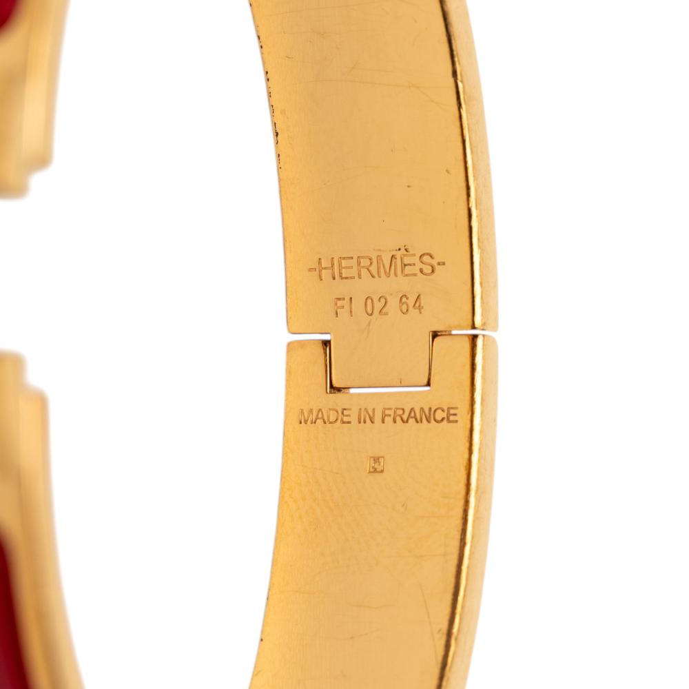 Hermès B Hermès Red with Gold Enamel Other Narrow Clic H Bracelet PM France