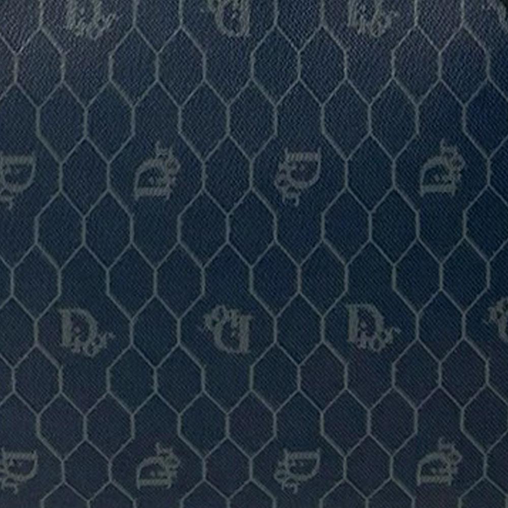 Christian Dior AB Dior Blue Navy Coated Canvas Fabric Honeycomb Shoulder Bag France