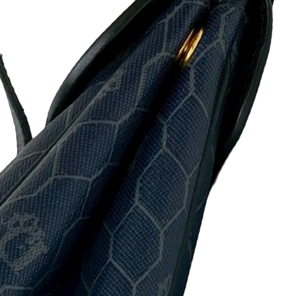 Christian Dior AB Dior Blue Navy Coated Canvas Fabric Honeycomb Shoulder Bag France