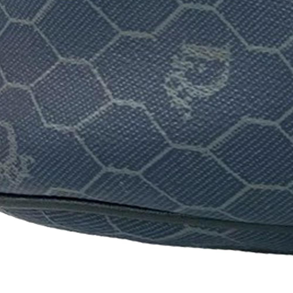 Christian Dior AB Dior Blue Navy Coated Canvas Fabric Honeycomb Shoulder Bag France