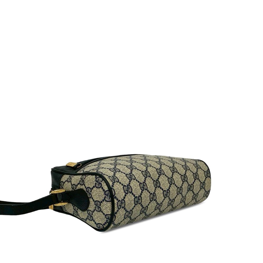 Gucci B Gucci Brown Beige with Multi Coated Canvas Fabric GG Supreme Web Crossbody Italy