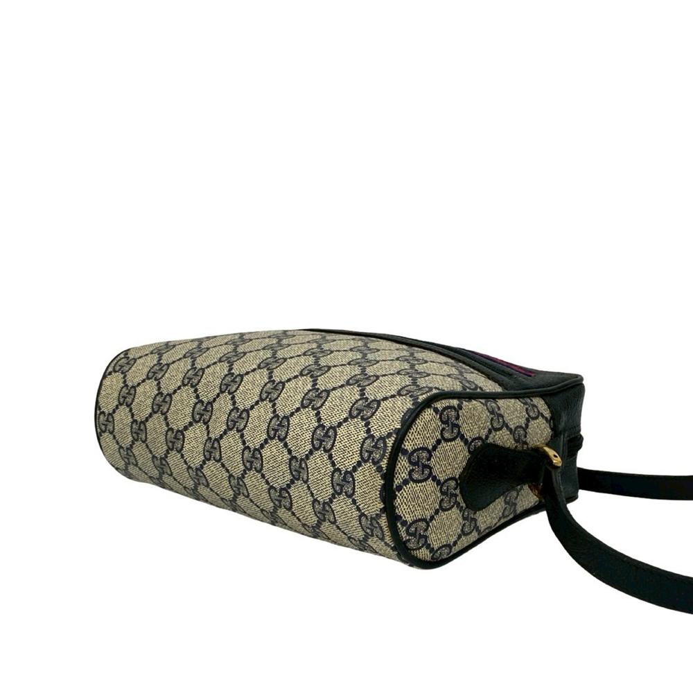 Gucci B Gucci Brown Beige with Multi Coated Canvas Fabric GG Supreme Web Crossbody Italy