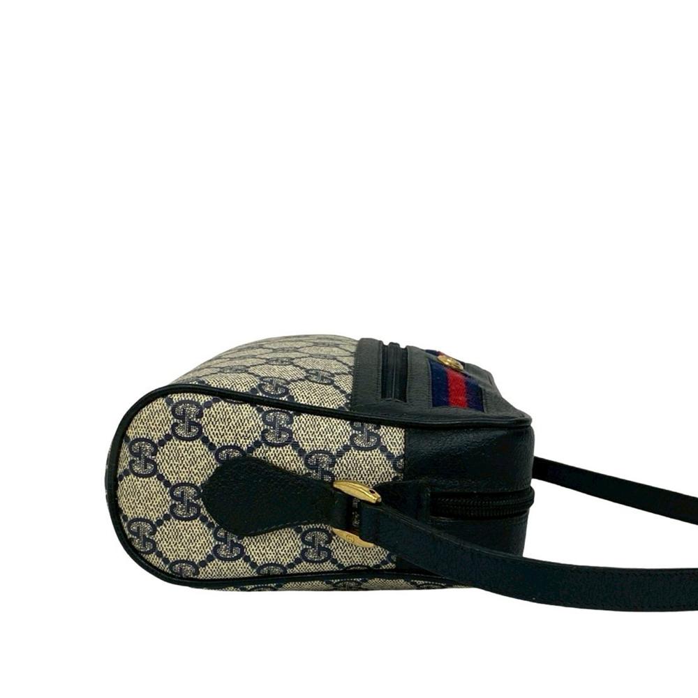Gucci B Gucci Brown Beige with Multi Coated Canvas Fabric GG Supreme Web Crossbody Italy