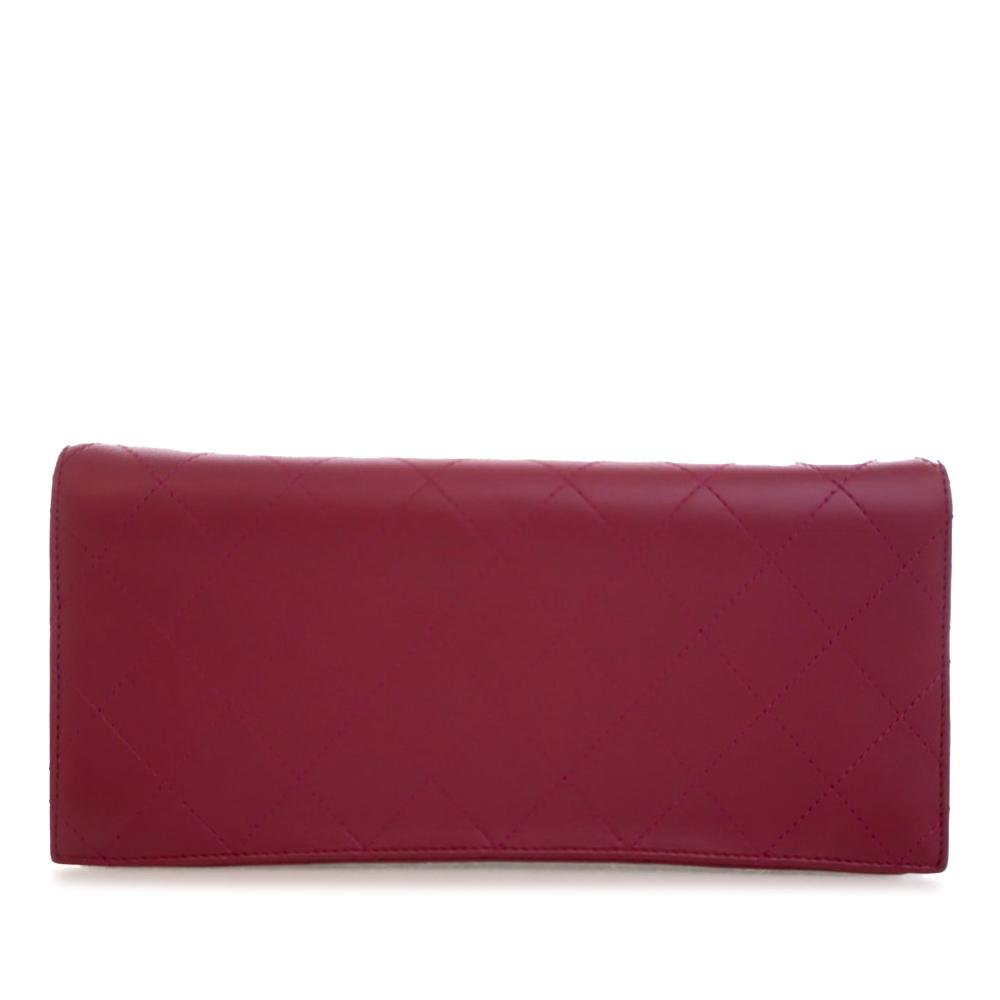 Chanel AB Chanel Pink Dark Pink Lambskin Leather Leather Quilted Lambskin 19 Clutch on Chain Italy