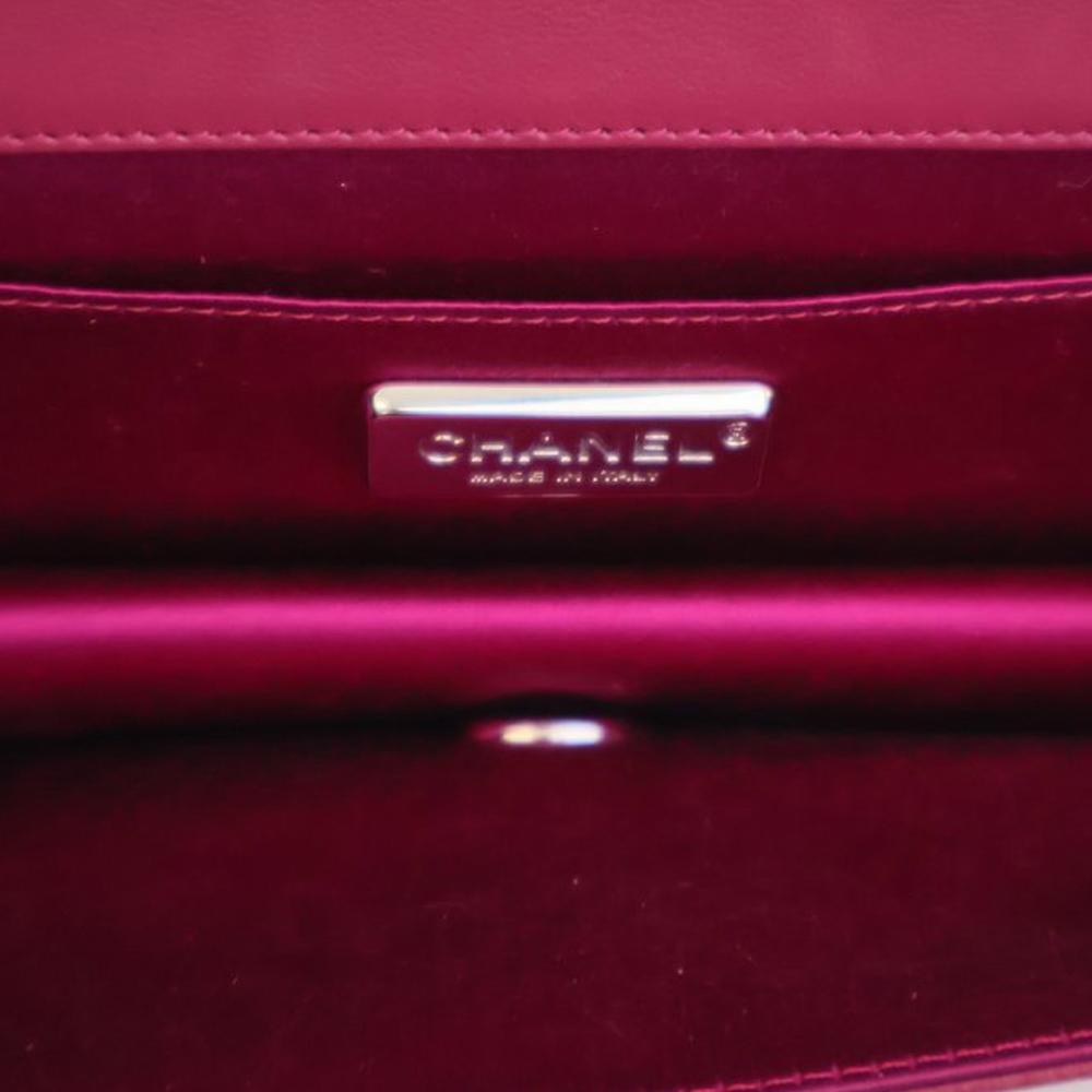 Chanel AB Chanel Pink Dark Pink Lambskin Leather Leather Quilted Lambskin 19 Clutch on Chain Italy