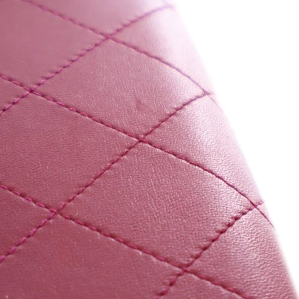Chanel AB Chanel Pink Dark Pink Lambskin Leather Leather Quilted Lambskin 19 Clutch on Chain Italy
